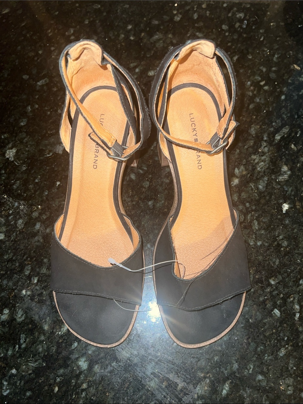 Lucky Brand Black Open-Toe Ankle Strap Sandals